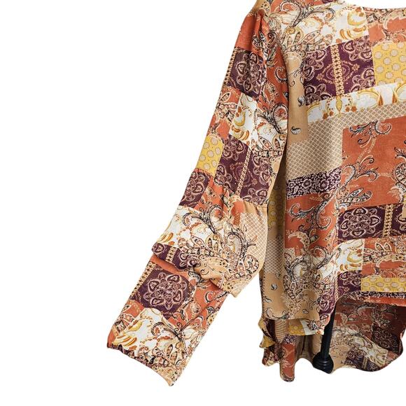 Boho Tunic Top Sz L Layered Patchwork High Low Forest Fairy Autumn Fall - Picture 3 of 11